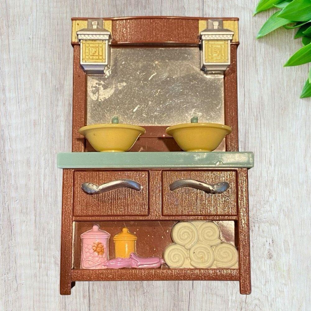 2008 Mattel Fisher Price Loving Family dollhouse playset vanity sink bathroom fu